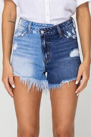 VERVET by Flying Monkey Criss Cross Waistband Super High Rise Shorts