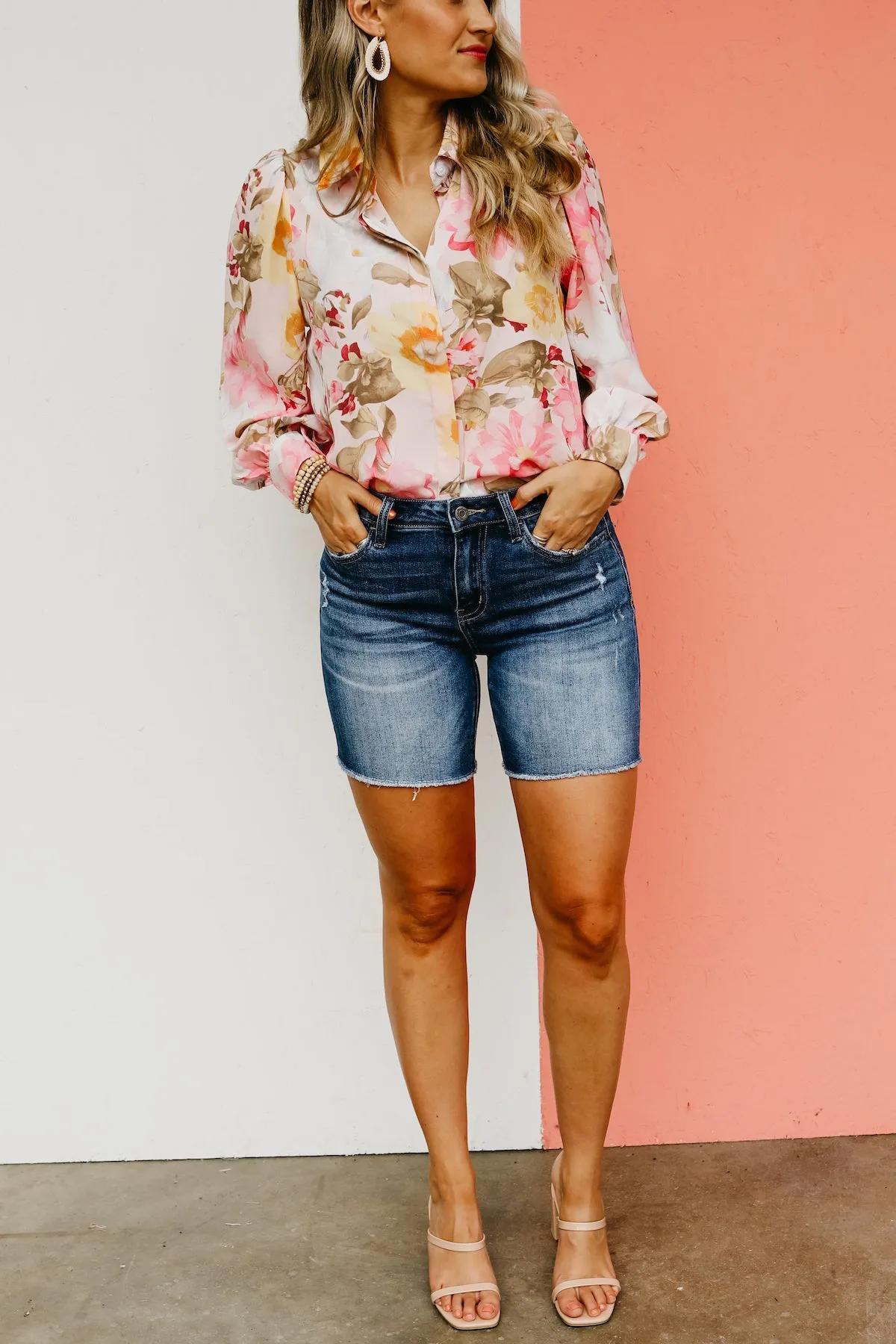 Vervet Denim | The Loretta Mid Rise Midi Shorts  - FINAL SALE