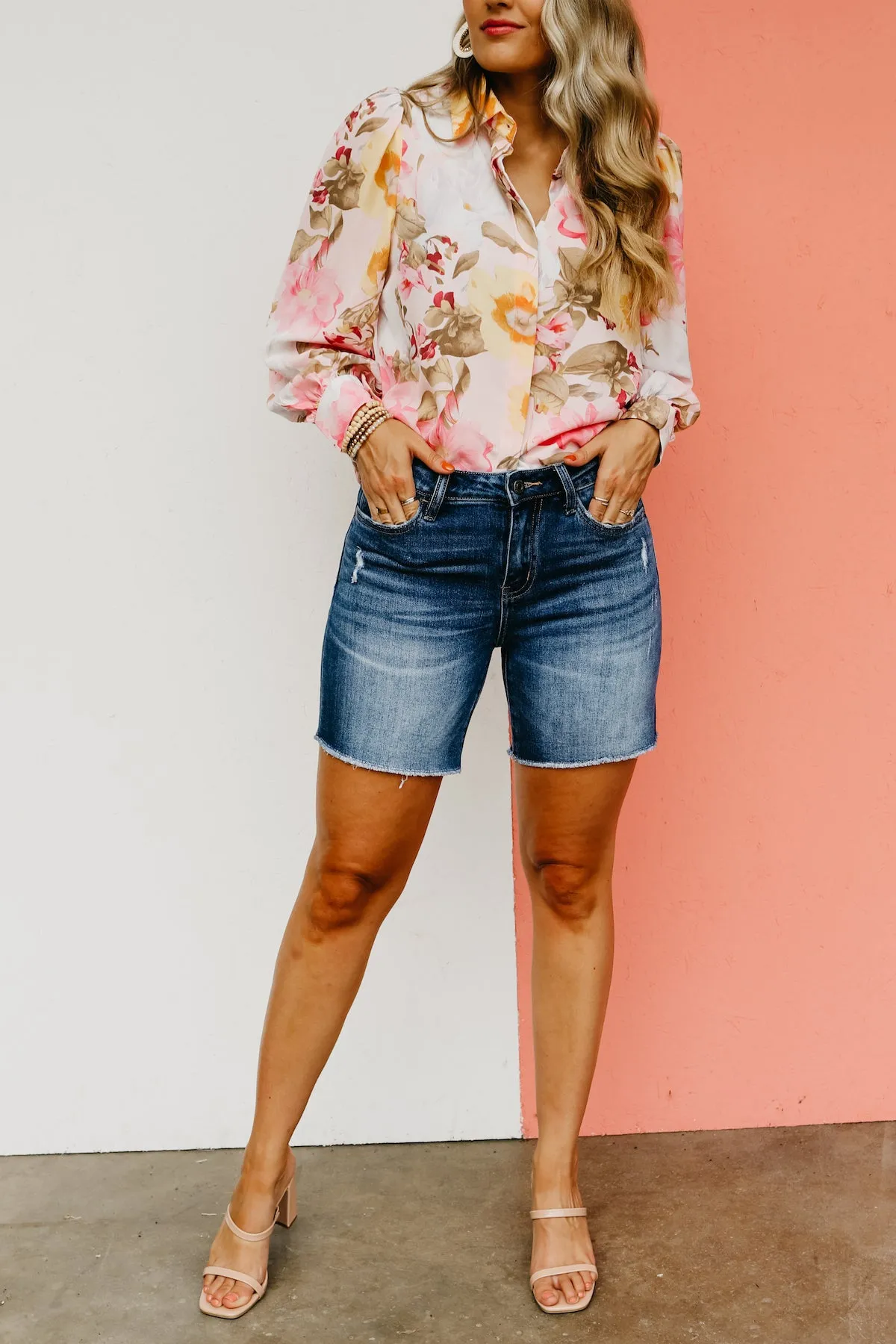 Vervet Denim | The Loretta Mid Rise Midi Shorts  - FINAL SALE