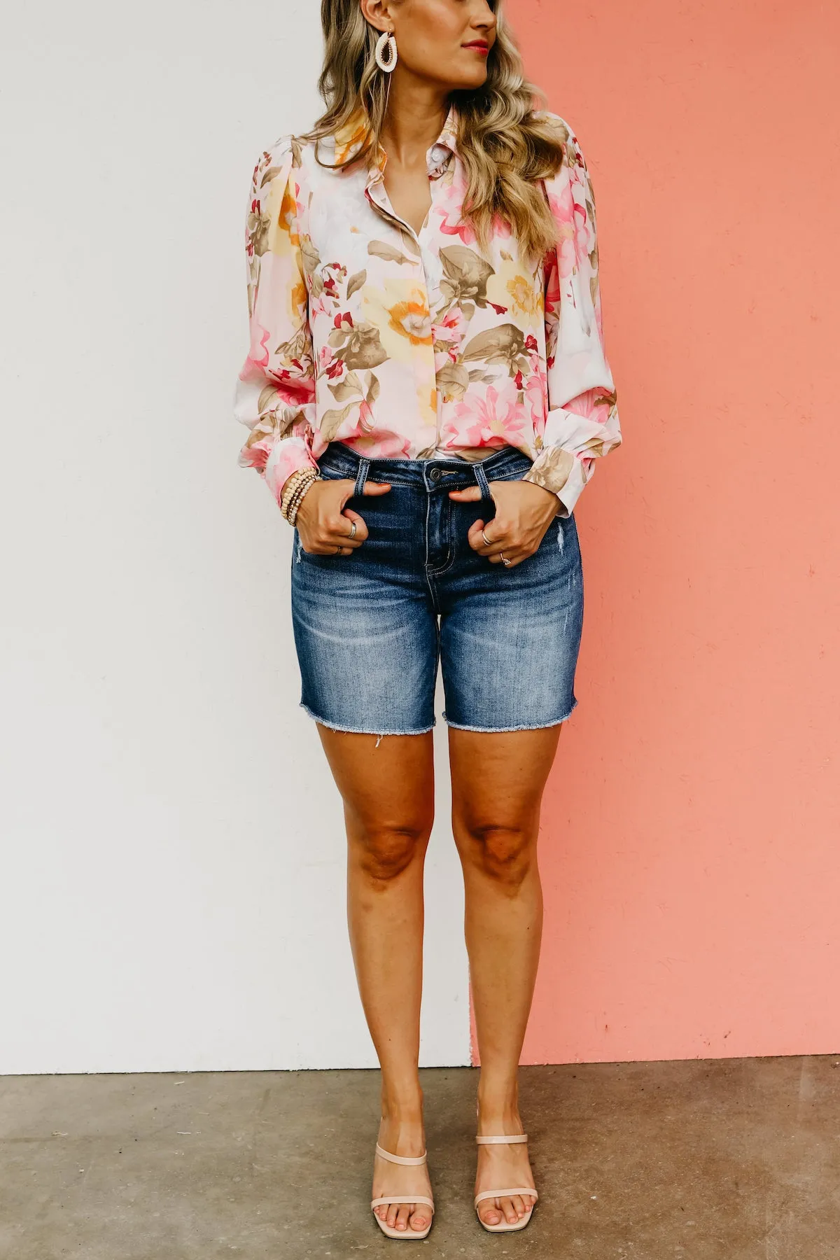 Vervet Denim | The Loretta Mid Rise Midi Shorts  - FINAL SALE