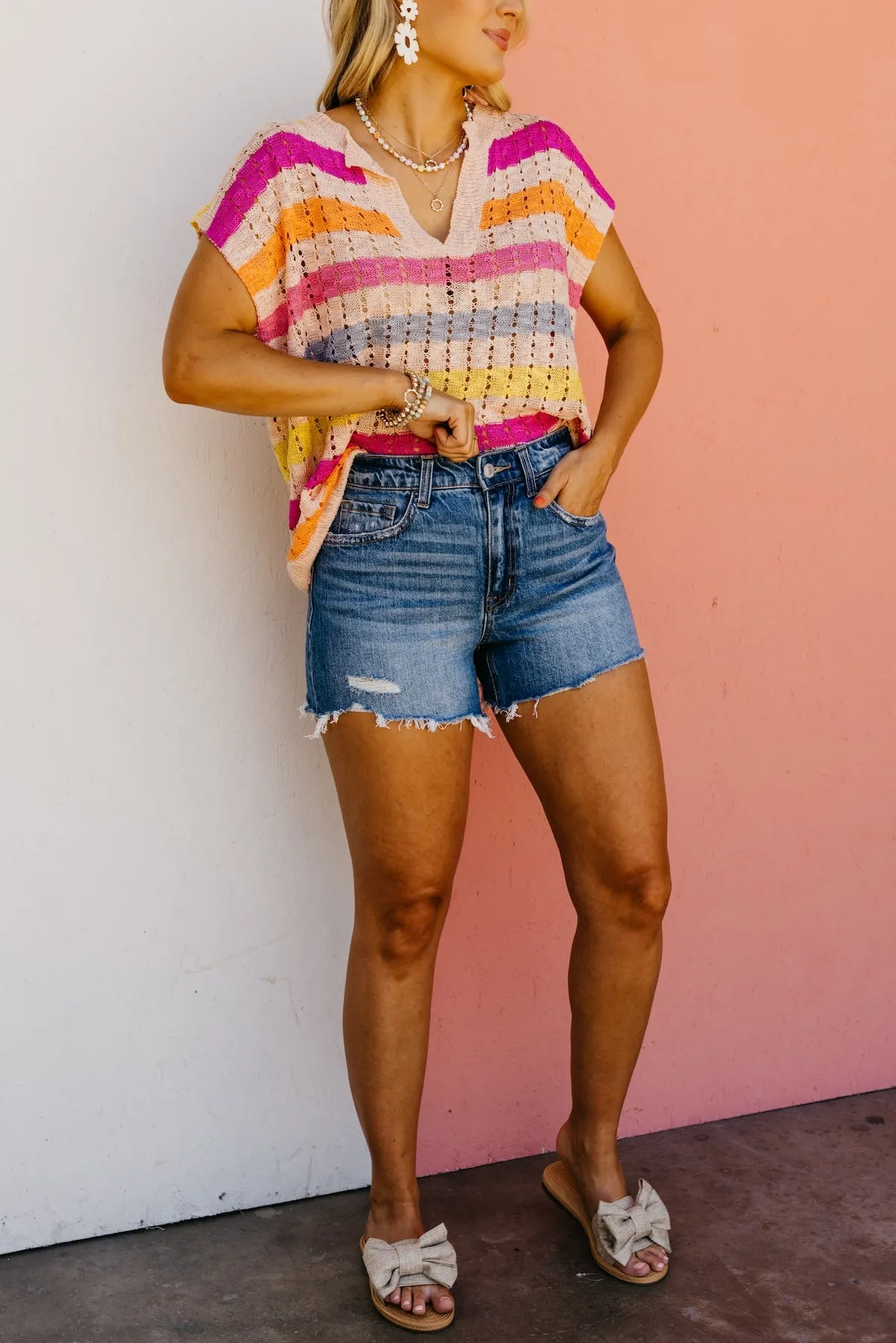 Vervet Denim | The Rebecca Raw Distressed Hem A-Line Shorts
