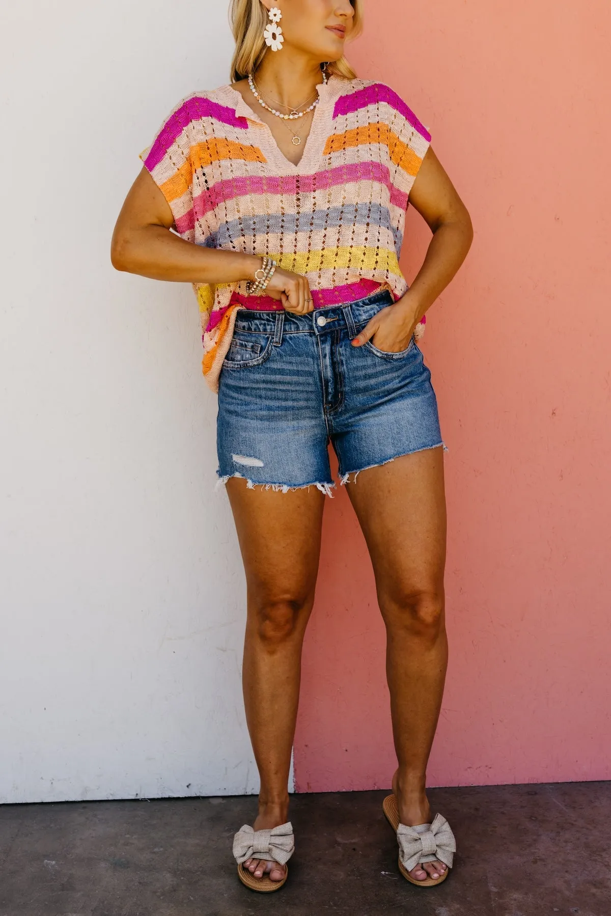 Vervet Denim | The Rebecca Raw Distressed Hem A-Line Shorts