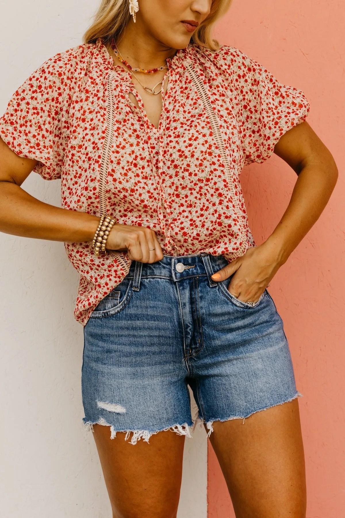 Vervet Denim | The Rebecca Raw Distressed Hem A-Line Shorts