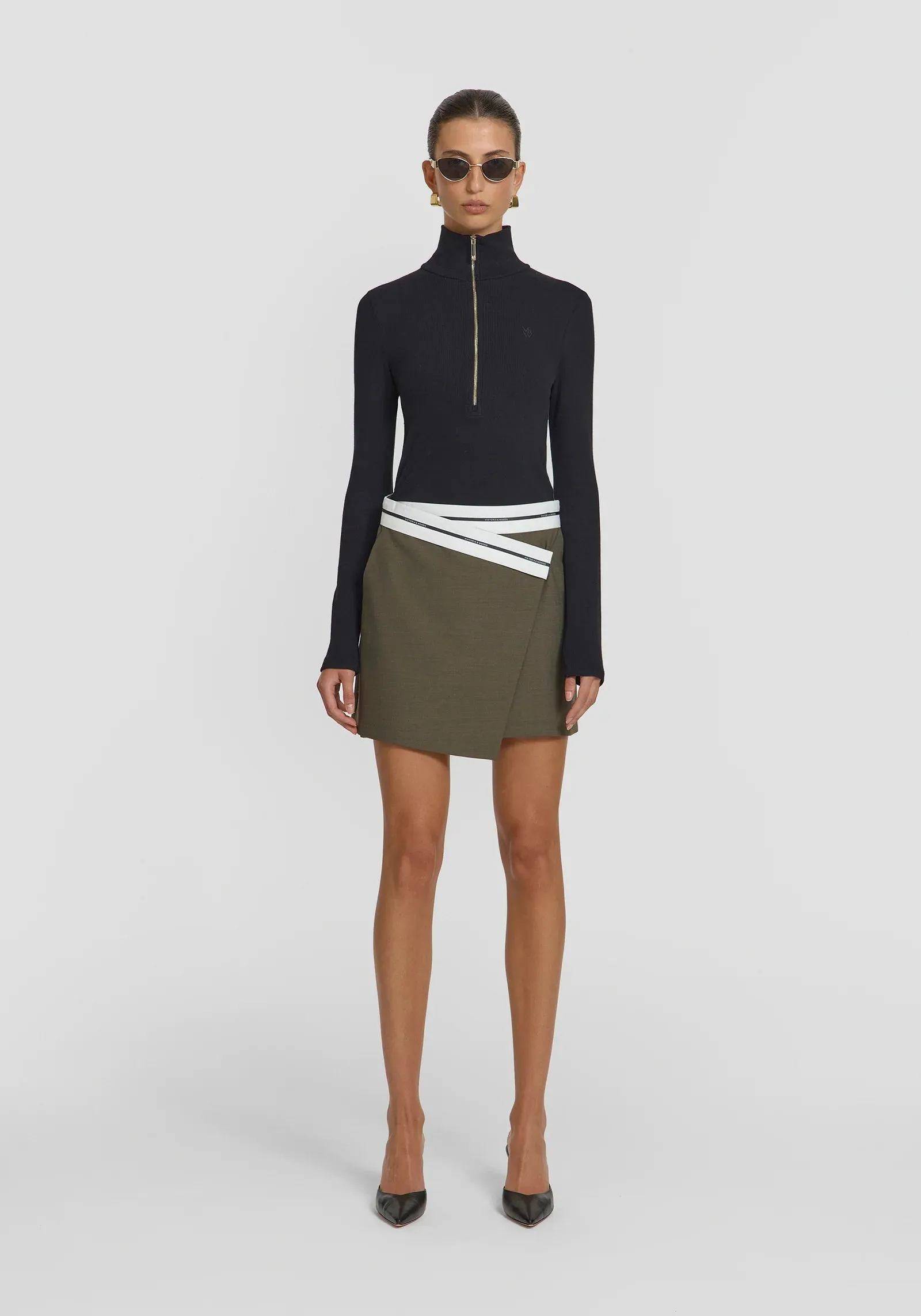 VIKTORIA & WOODS - Rib Turtleneck W/Zip WHITE