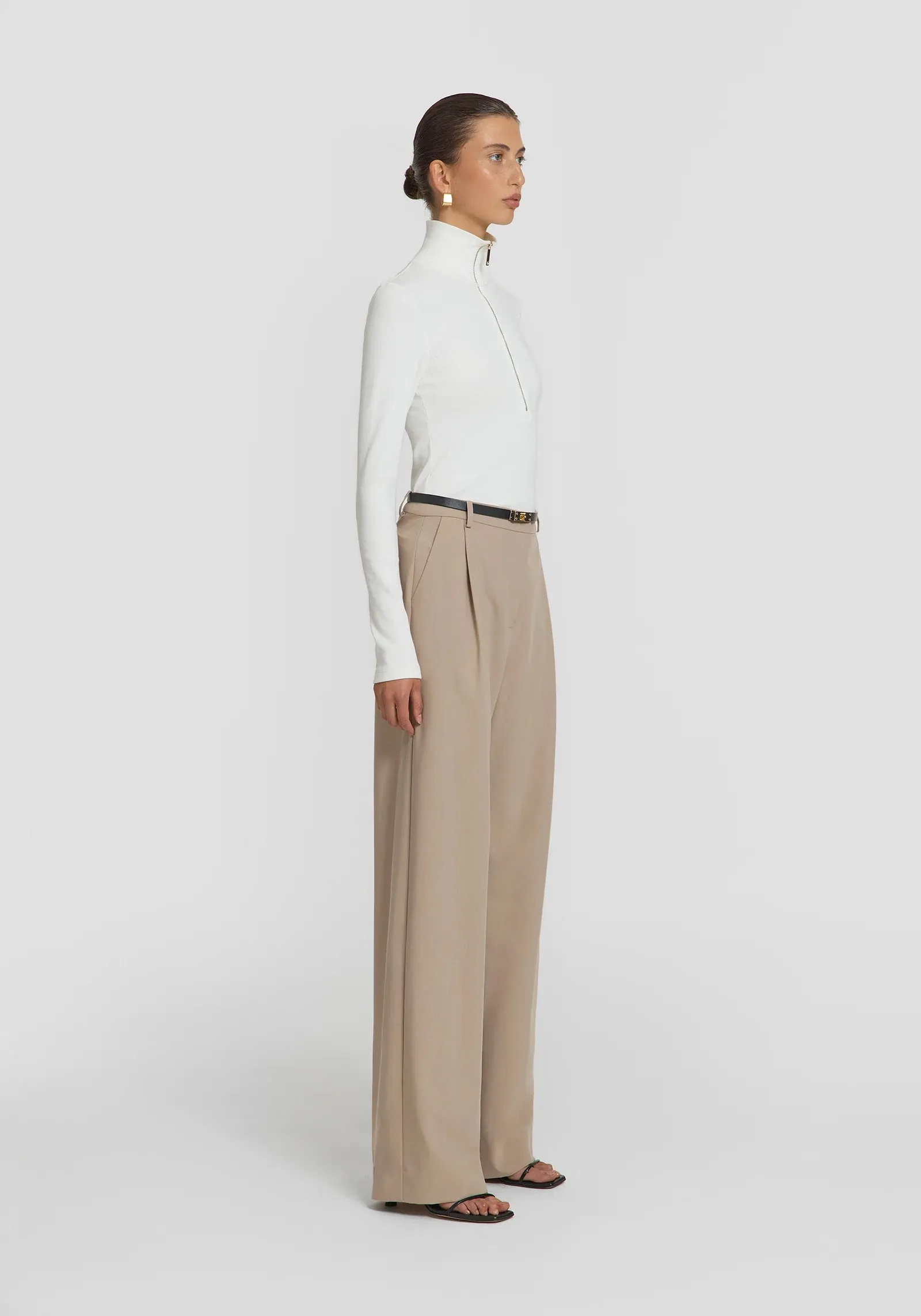 VIKTORIA & WOODS - Rib Turtleneck W/Zip WHITE