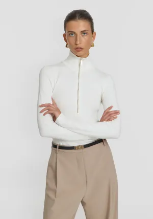 VIKTORIA & WOODS - Rib Turtleneck W/Zip WHITE