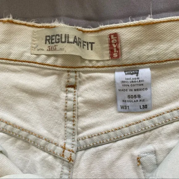 Vintage Levis 505 Regular Fit Cutoffs - Faded White