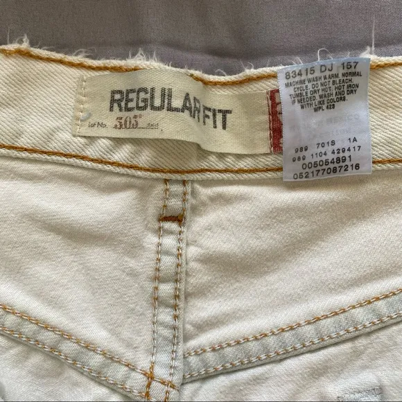 Vintage Levis 505 Regular Fit Cutoffs - Faded White
