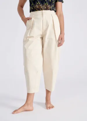 VTG Ralph Lauren Women's Black Label Silk Balloon Cropped Pants, White, Size 12