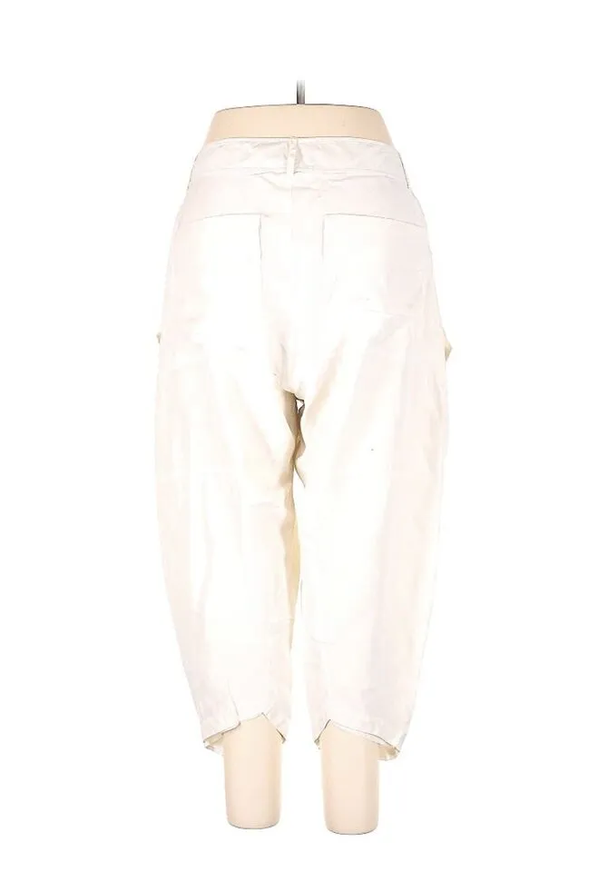 VTG Ralph Lauren Women's Black Label Silk Balloon Cropped Pants, White, Size 12