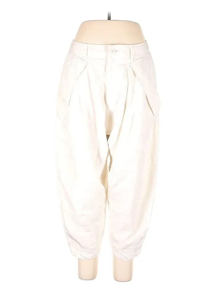 VTG Ralph Lauren Women's Black Label Silk Balloon Cropped Pants, White, Size 12