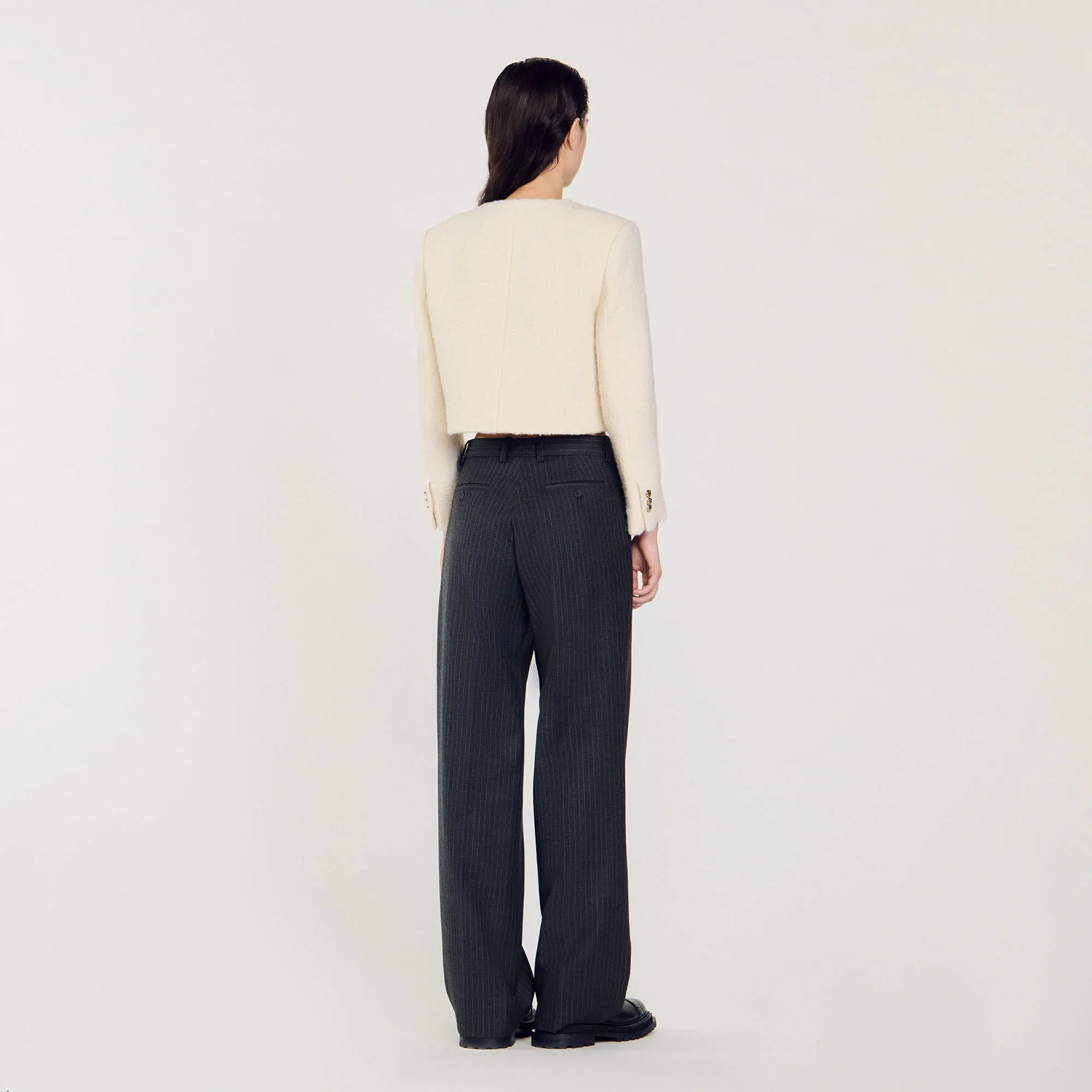 Walle Cropped Bouclé Wool Jacket White