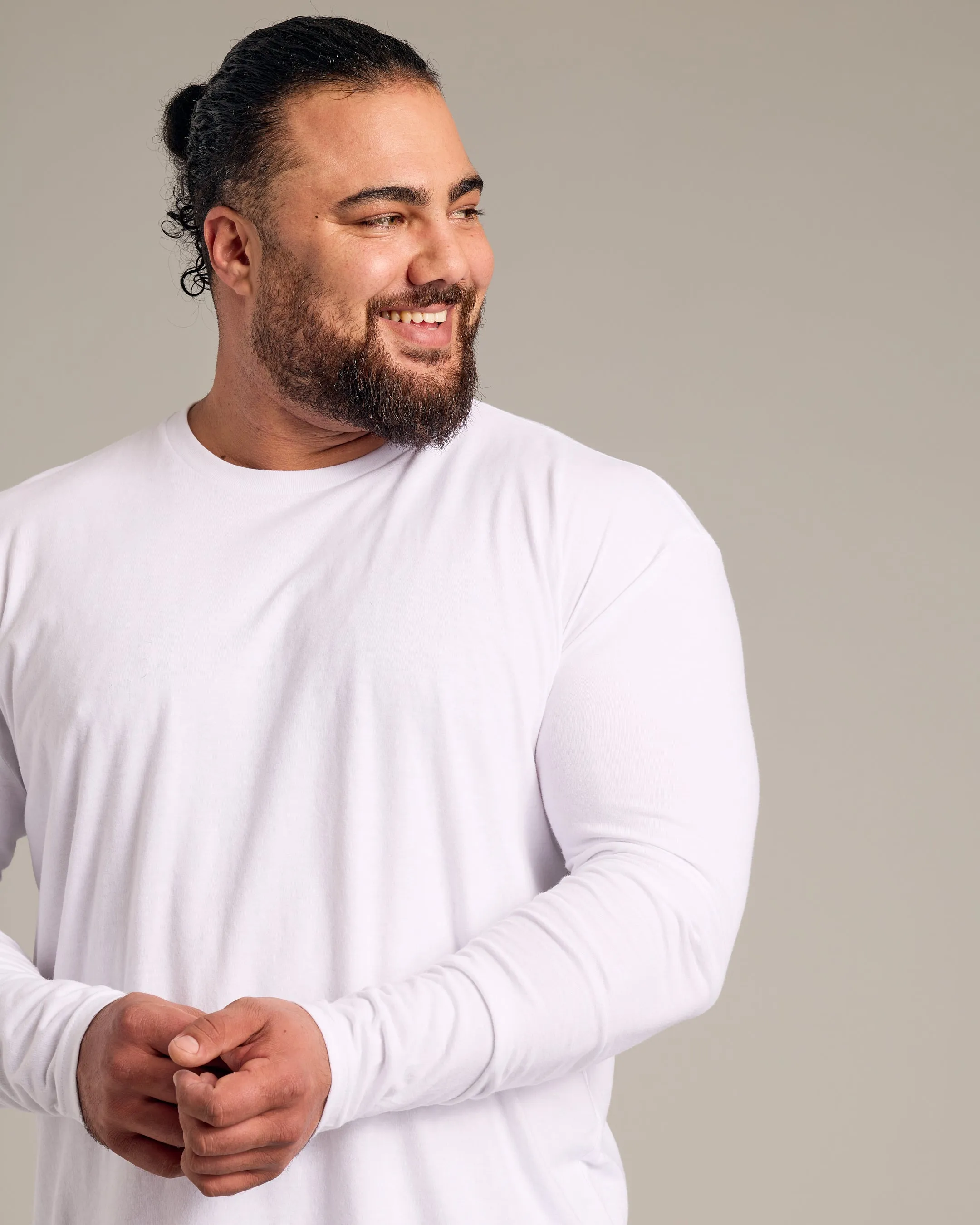 White Long Sleeve Crew Neck Tee