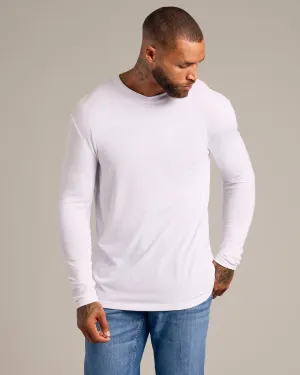 White Long Sleeve Crew Neck Tee