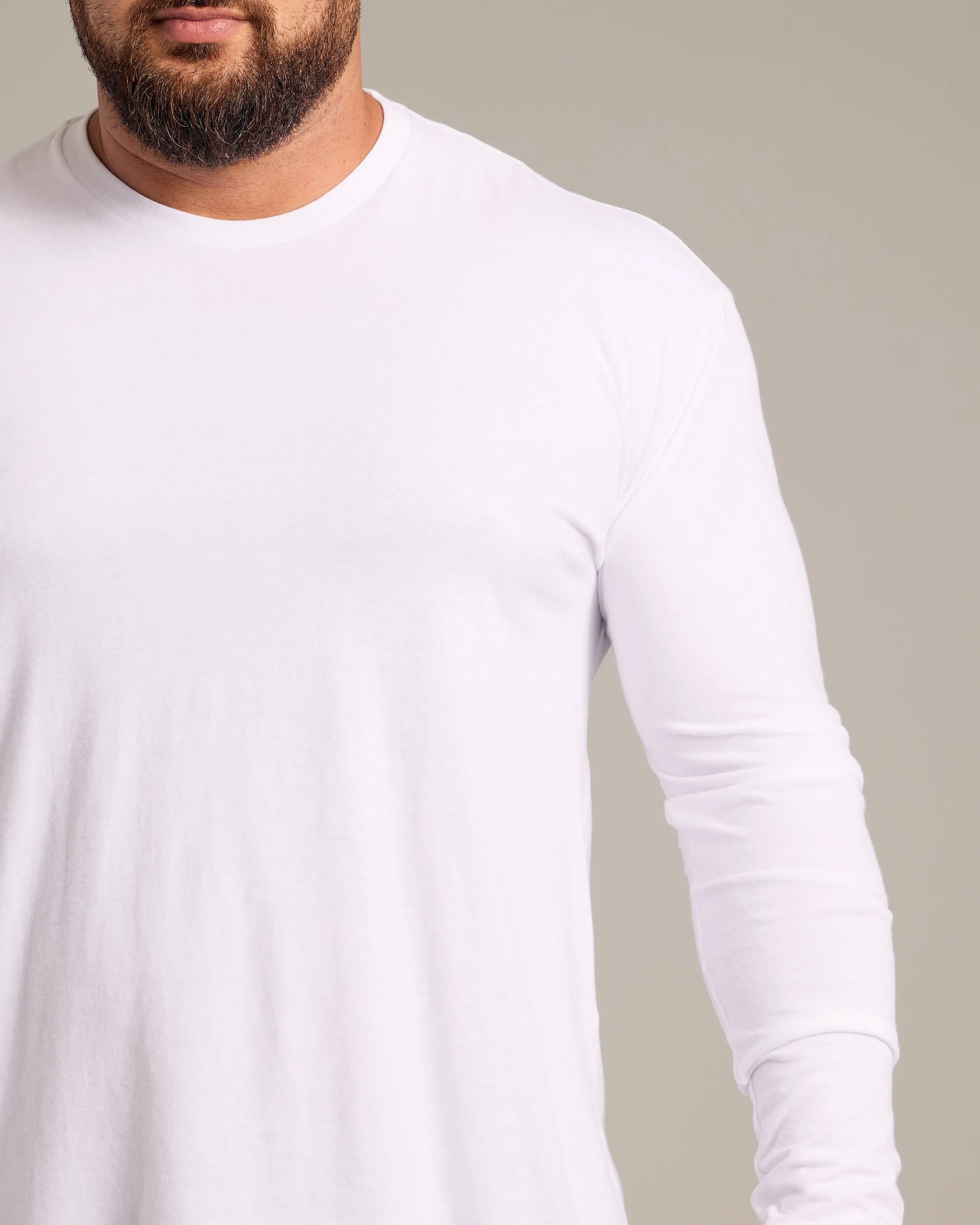 White Long Sleeve Crew Neck Tee