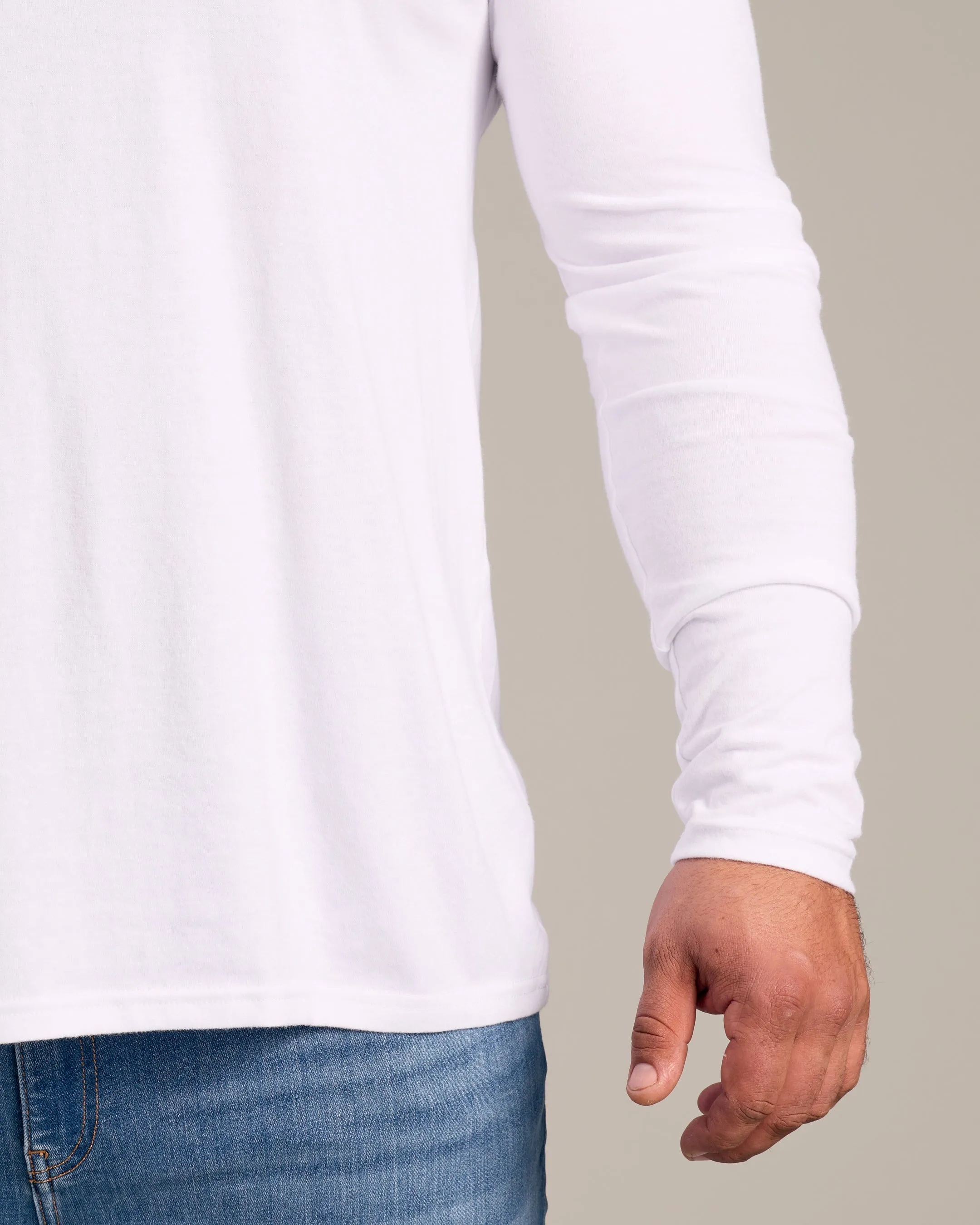 White Long Sleeve Crew Neck Tee
