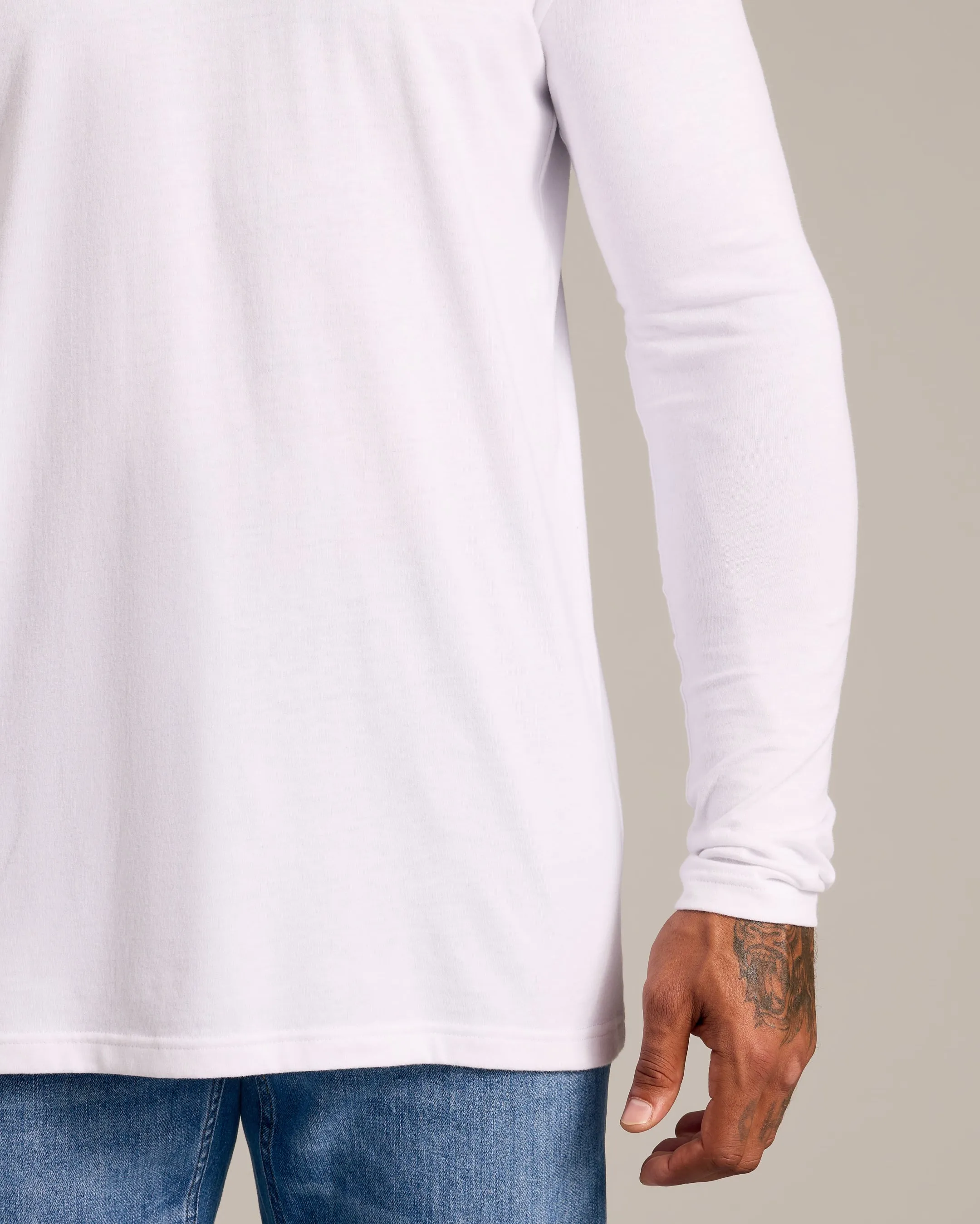 White Long Sleeve Crew Neck Tee