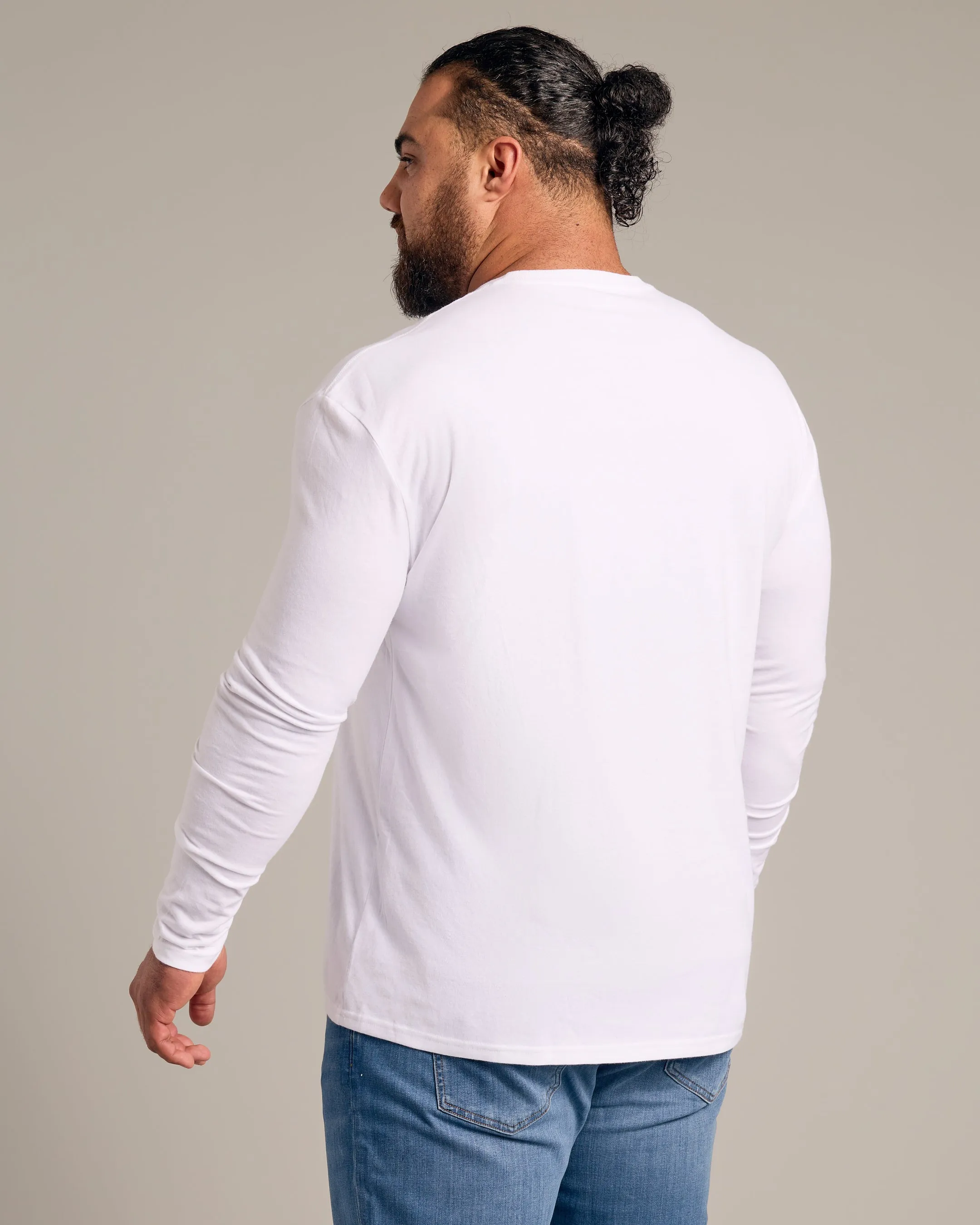 White Long Sleeve Crew Neck Tee