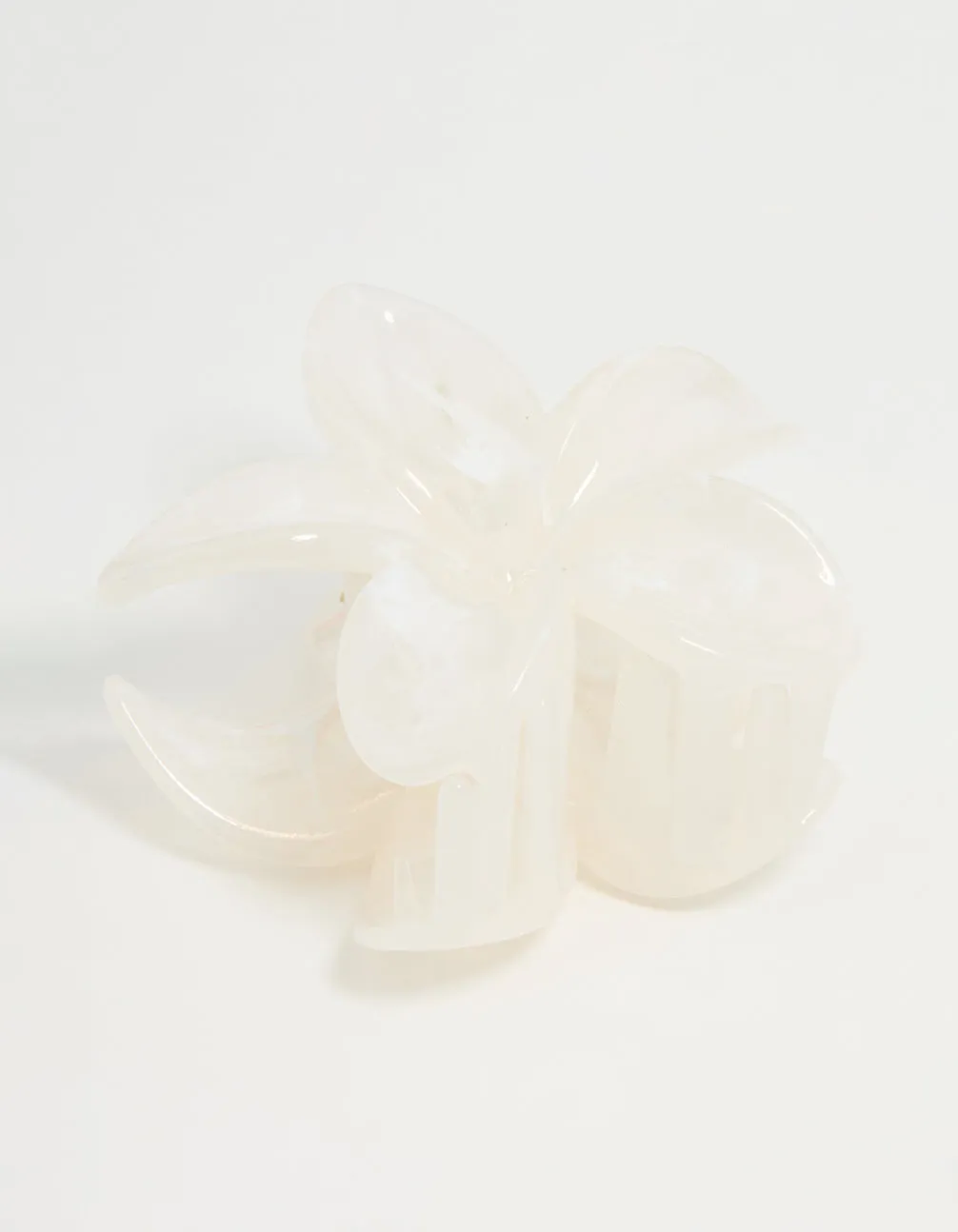 White Marble Frangipani Hair Claw Clip