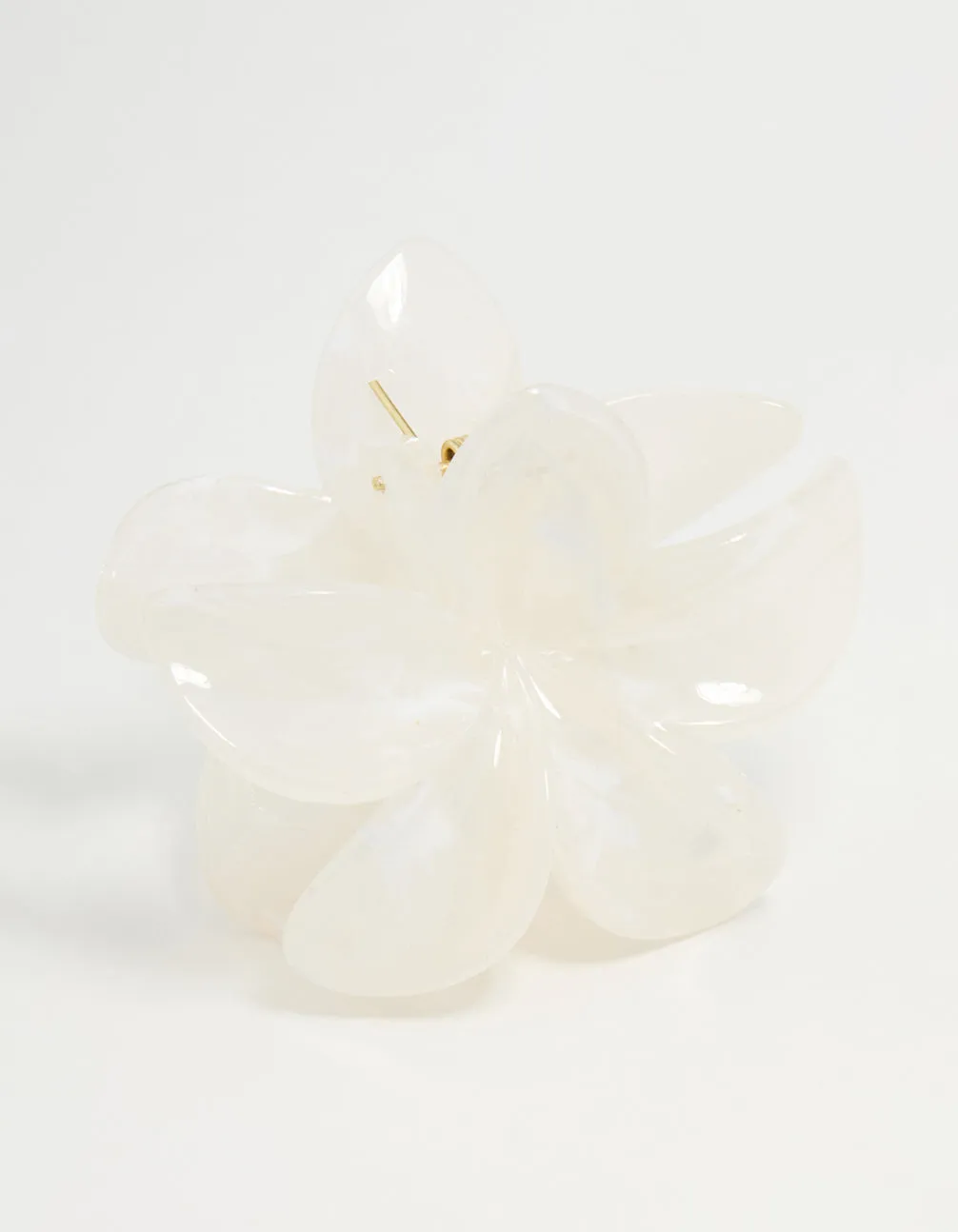 White Marble Frangipani Hair Claw Clip