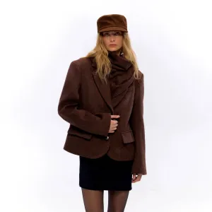 Winter Wool Blazer with Scarf