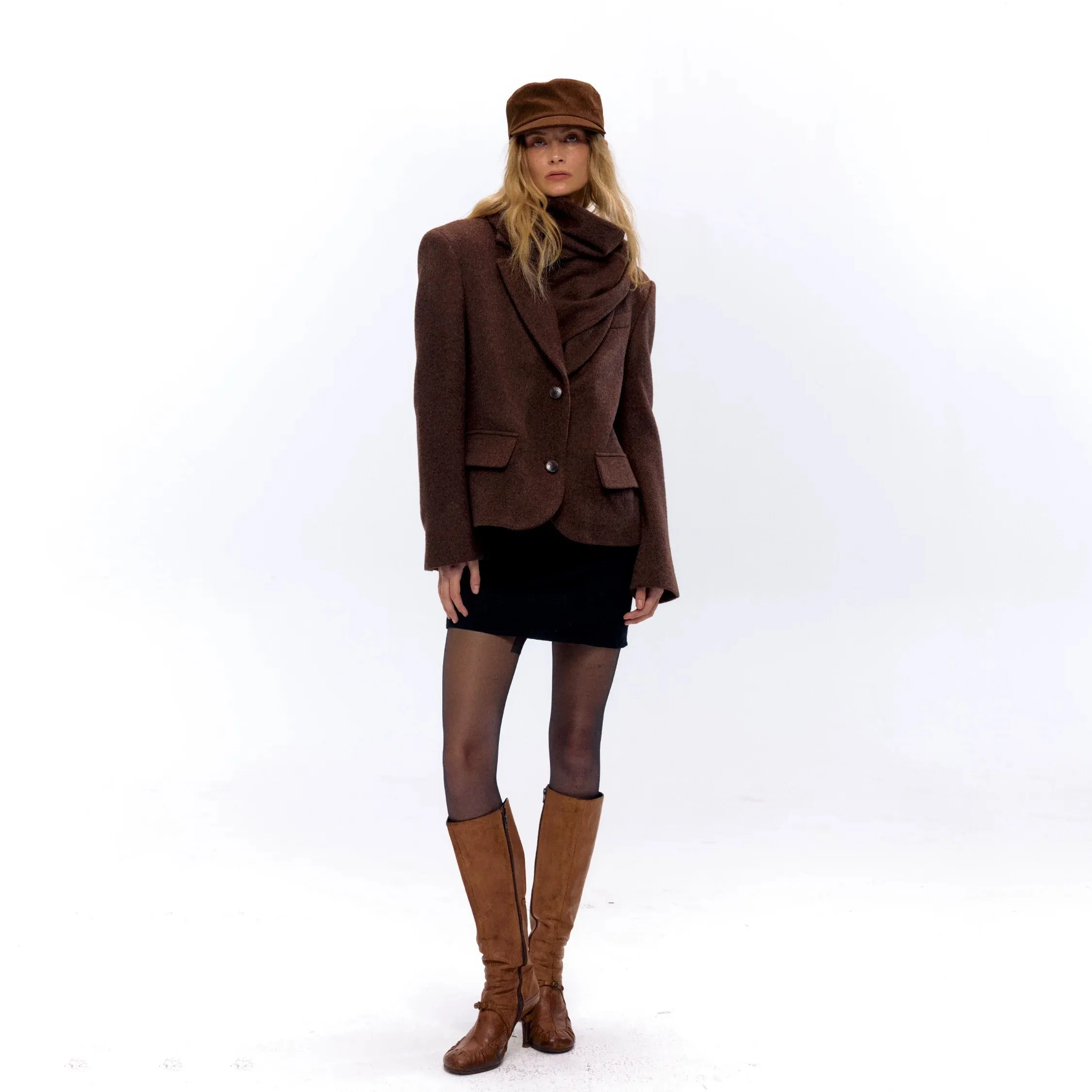 Winter Wool Blazer with Scarf