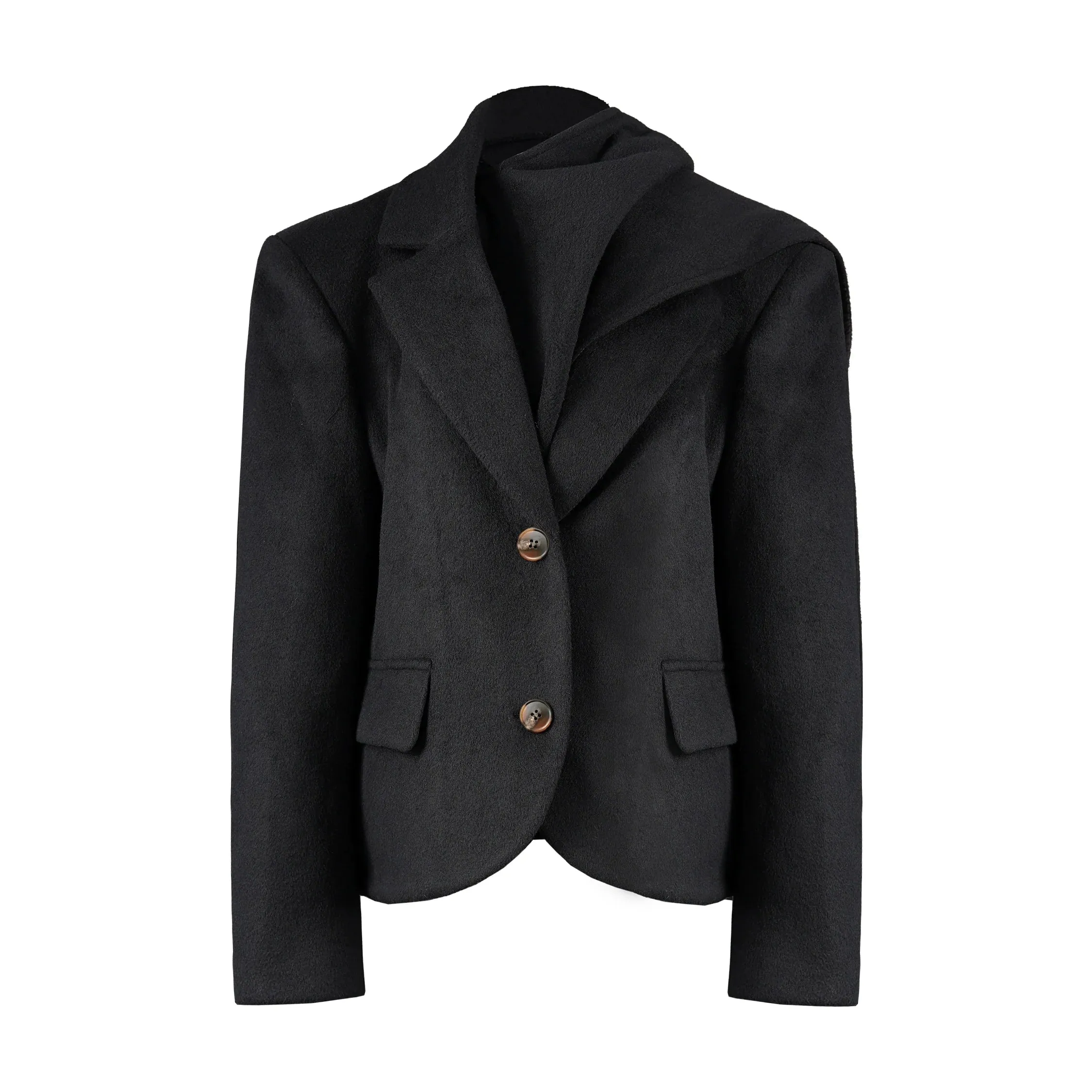 Winter Wool Blazer with Scarf
