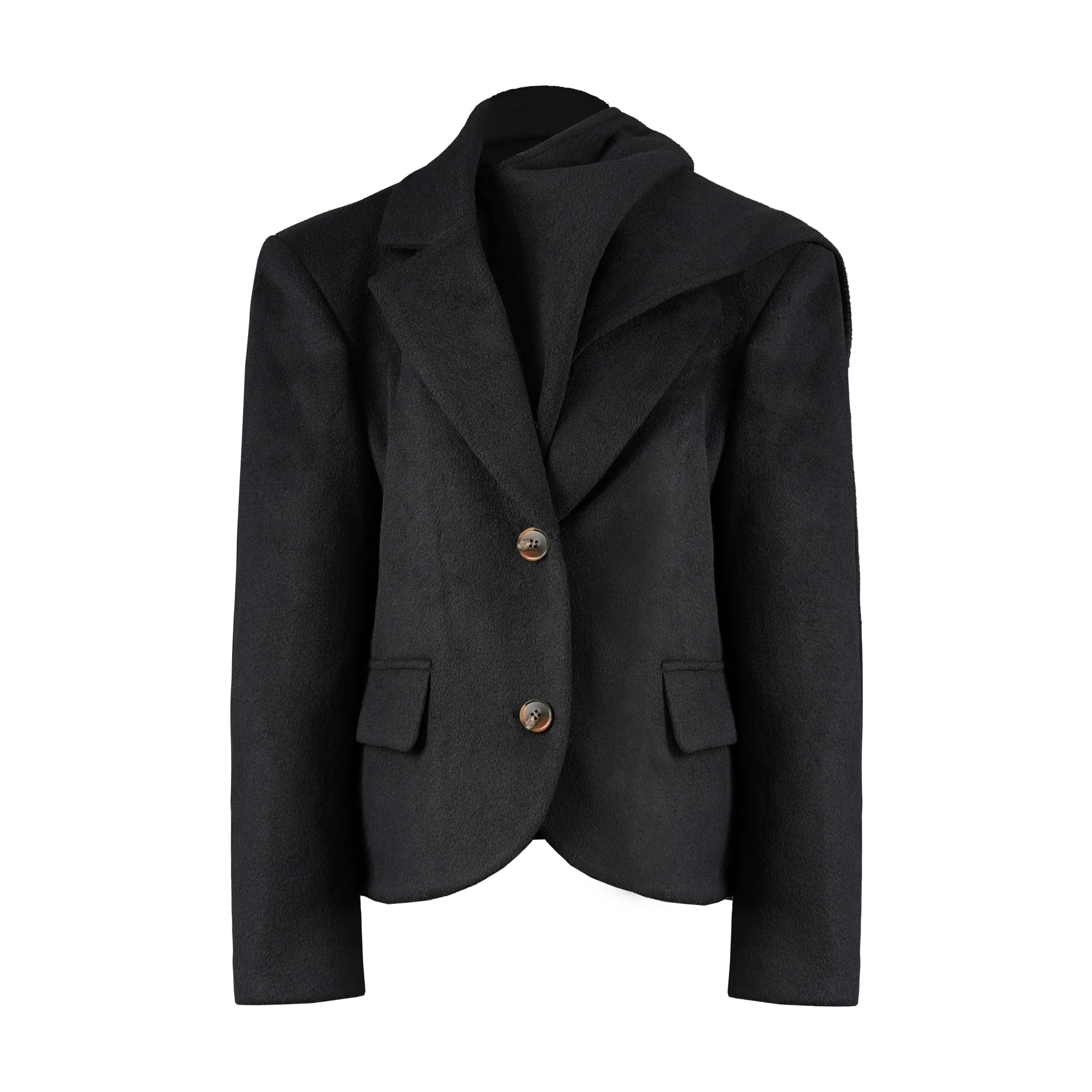 Winter Wool Blazer with Scarf