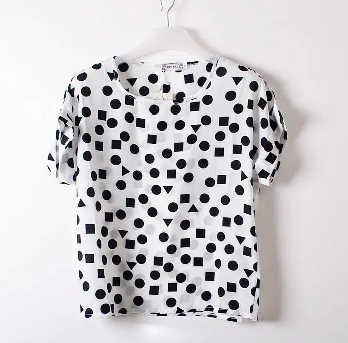 women blouses printed 22 patterns loose style chiffon short sleeve shirts woman clothing fashion Women tops tee and body