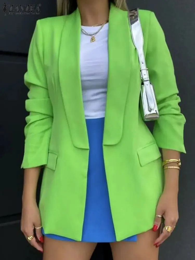 Women Office Long Sleeve Jacket Fashion Lapel Neck Blazers Solid Formal OL Suit Elegant