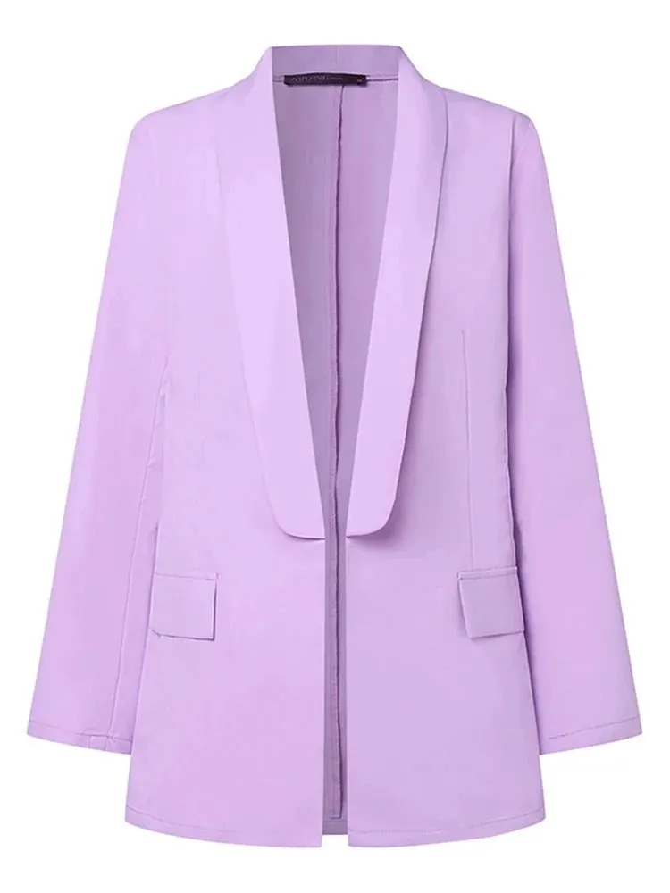 Women Office Long Sleeve Jacket Fashion Lapel Neck Blazers Solid Formal OL Suit Elegant