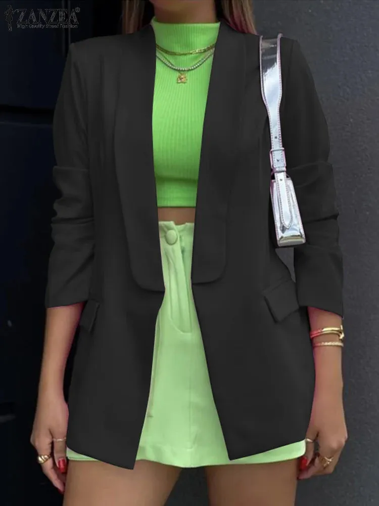 Women Office Long Sleeve Jacket Fashion Lapel Neck Blazers Solid Formal OL Suit Elegant