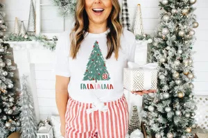 Womens Christmas Custom Monogram Falalala T-Shirt
