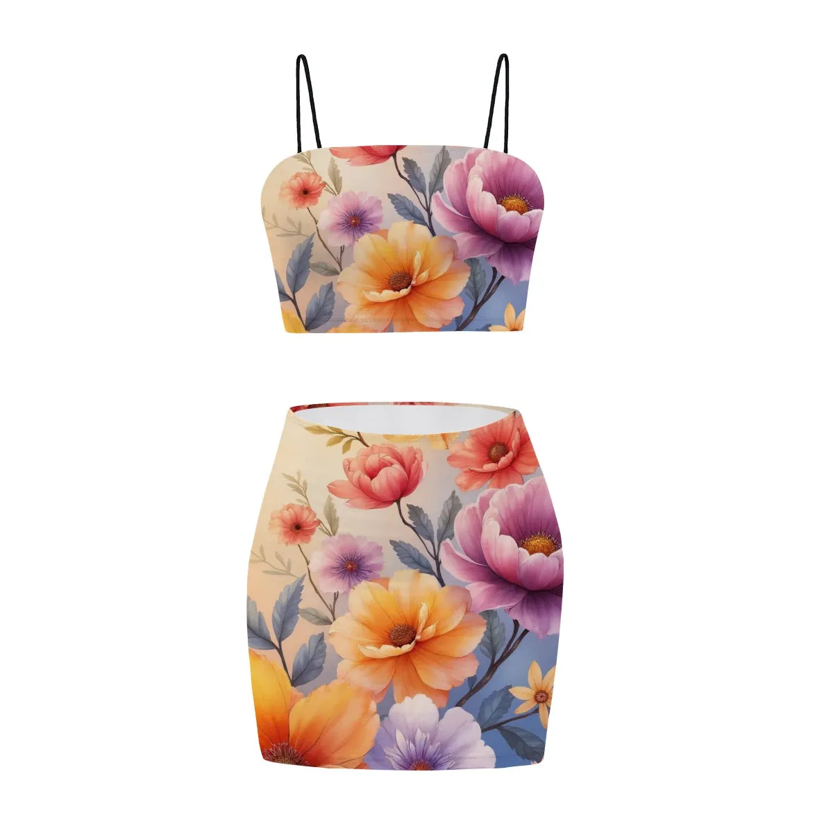 Women's Crop Tank Top & Mini Skirts Sets