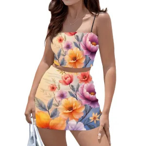 Women's Crop Tank Top & Mini Skirts Sets