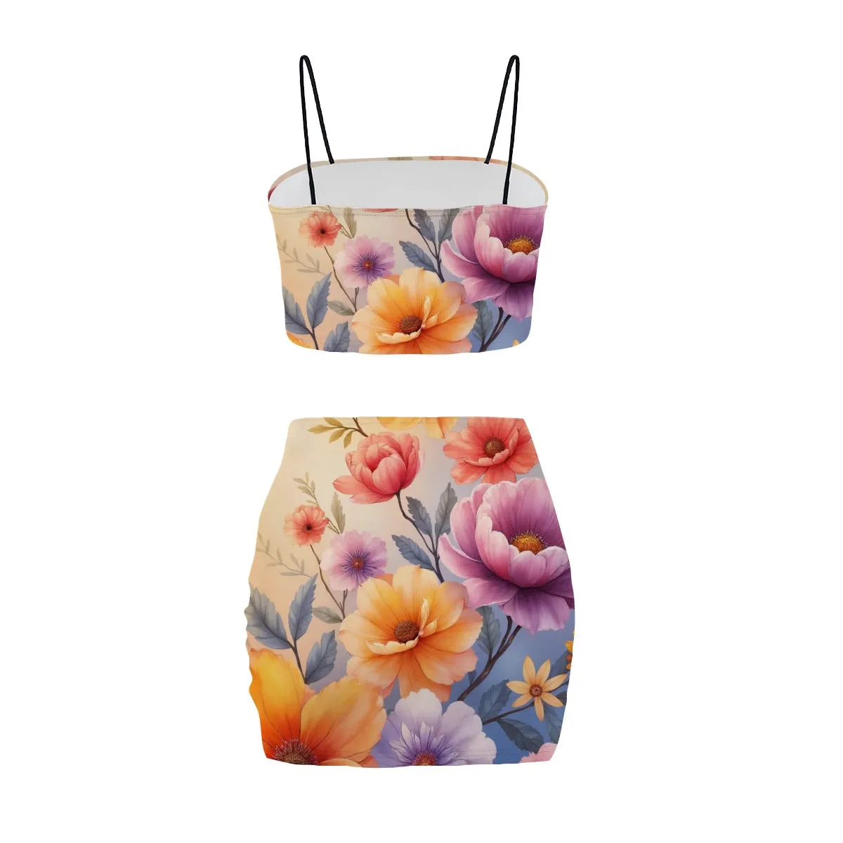Women's Crop Tank Top & Mini Skirts Sets