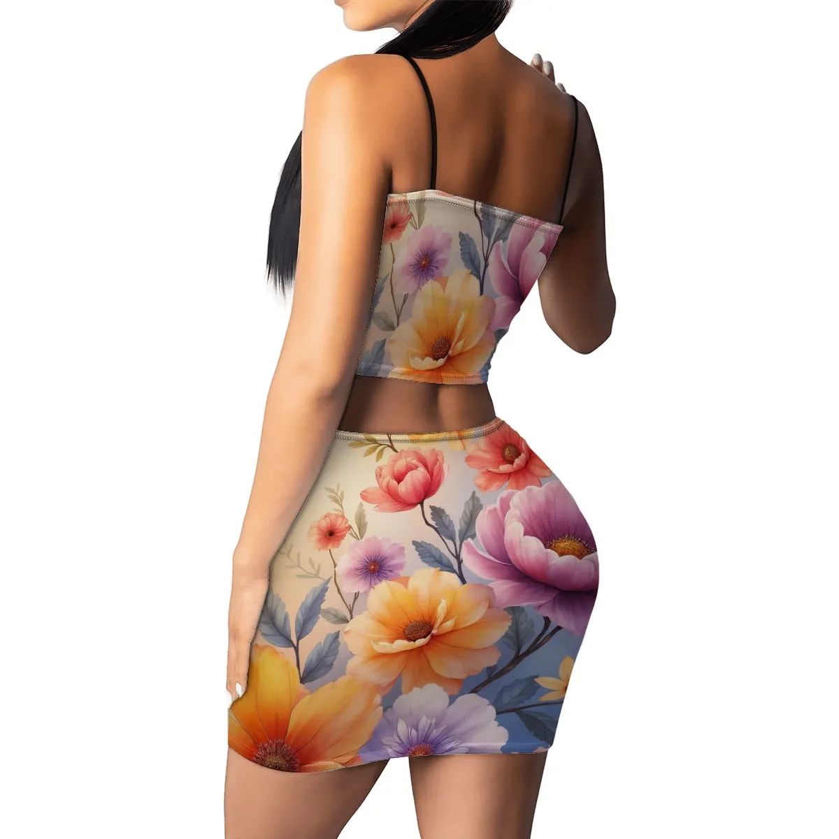 Women's Crop Tank Top & Mini Skirts Sets