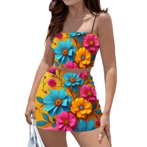 Women's Crop Tank Top & Mini Skirts Sets