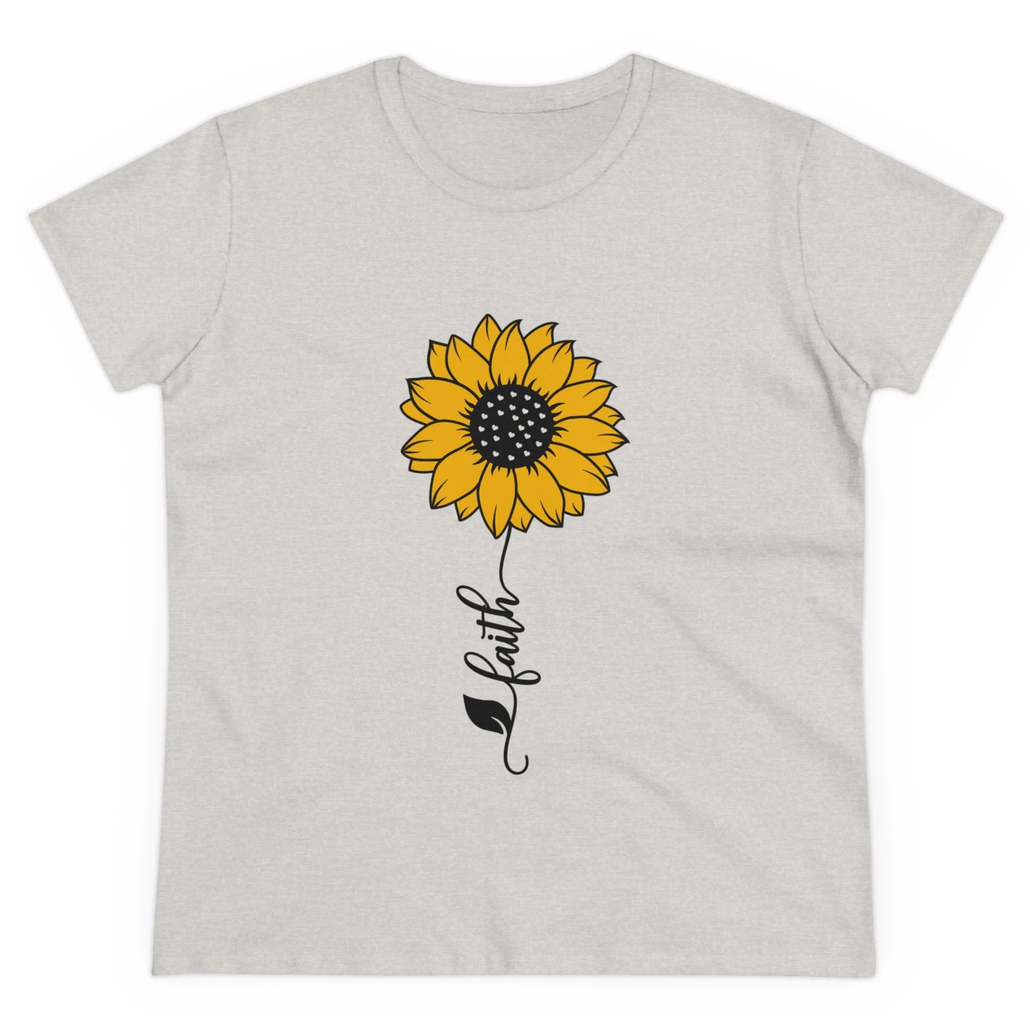 Women's Midweight Cotton Tee-Faith Sunflower