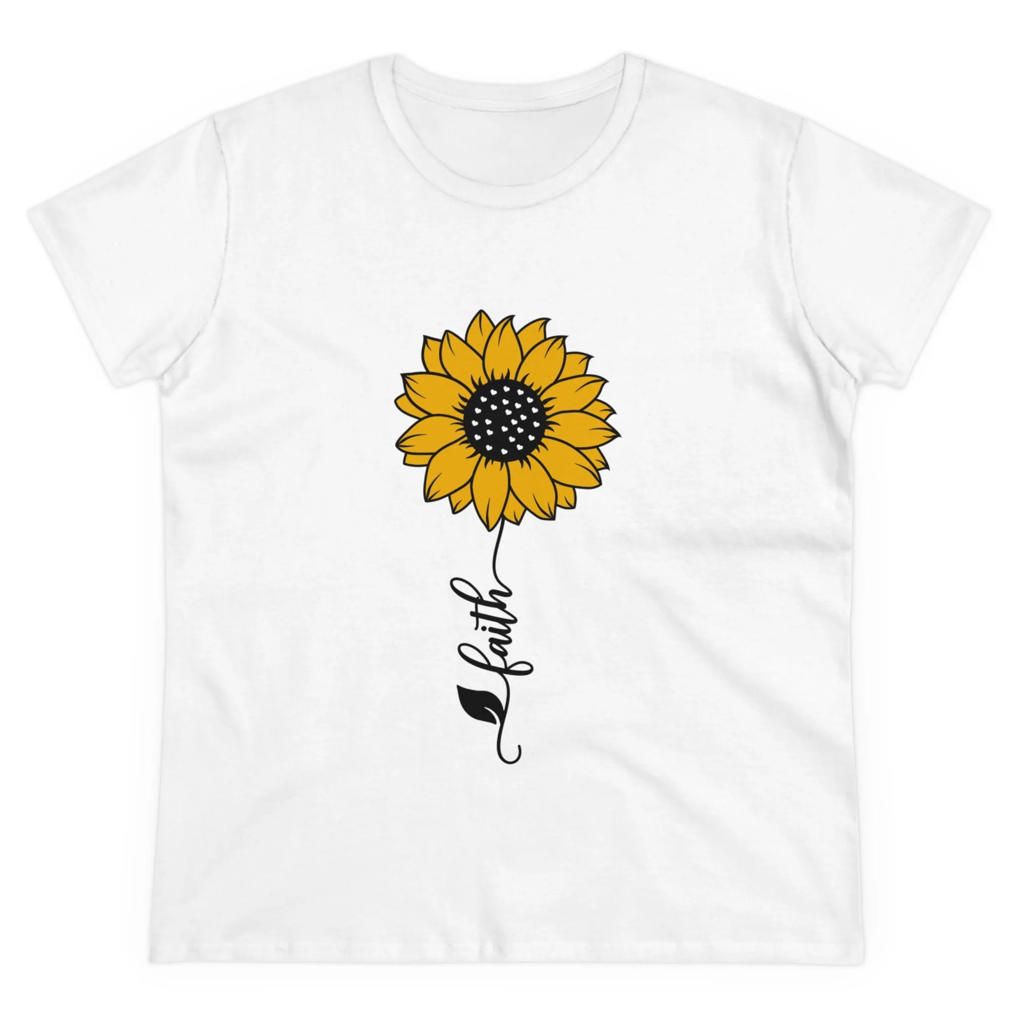 Women's Midweight Cotton Tee-Faith Sunflower