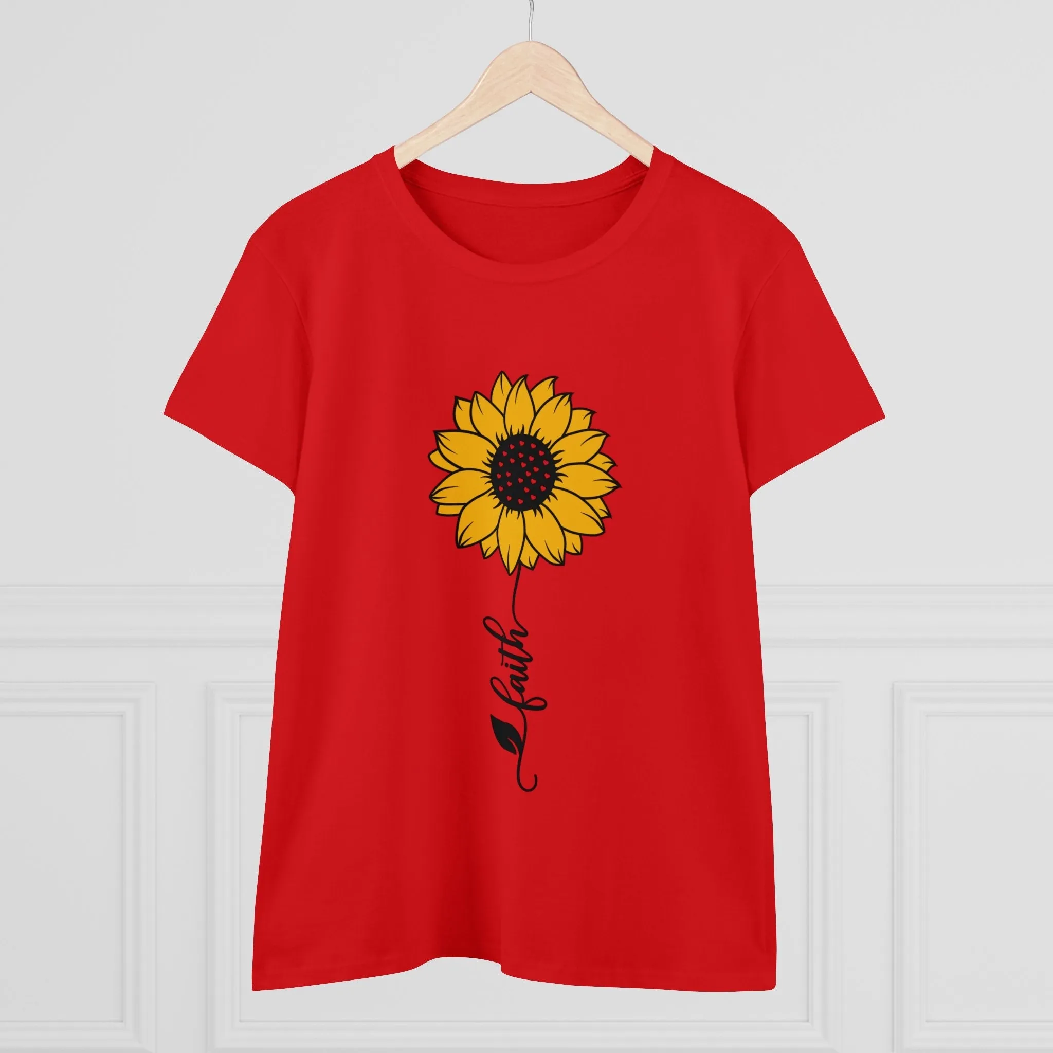 Women's Midweight Cotton Tee-Faith Sunflower