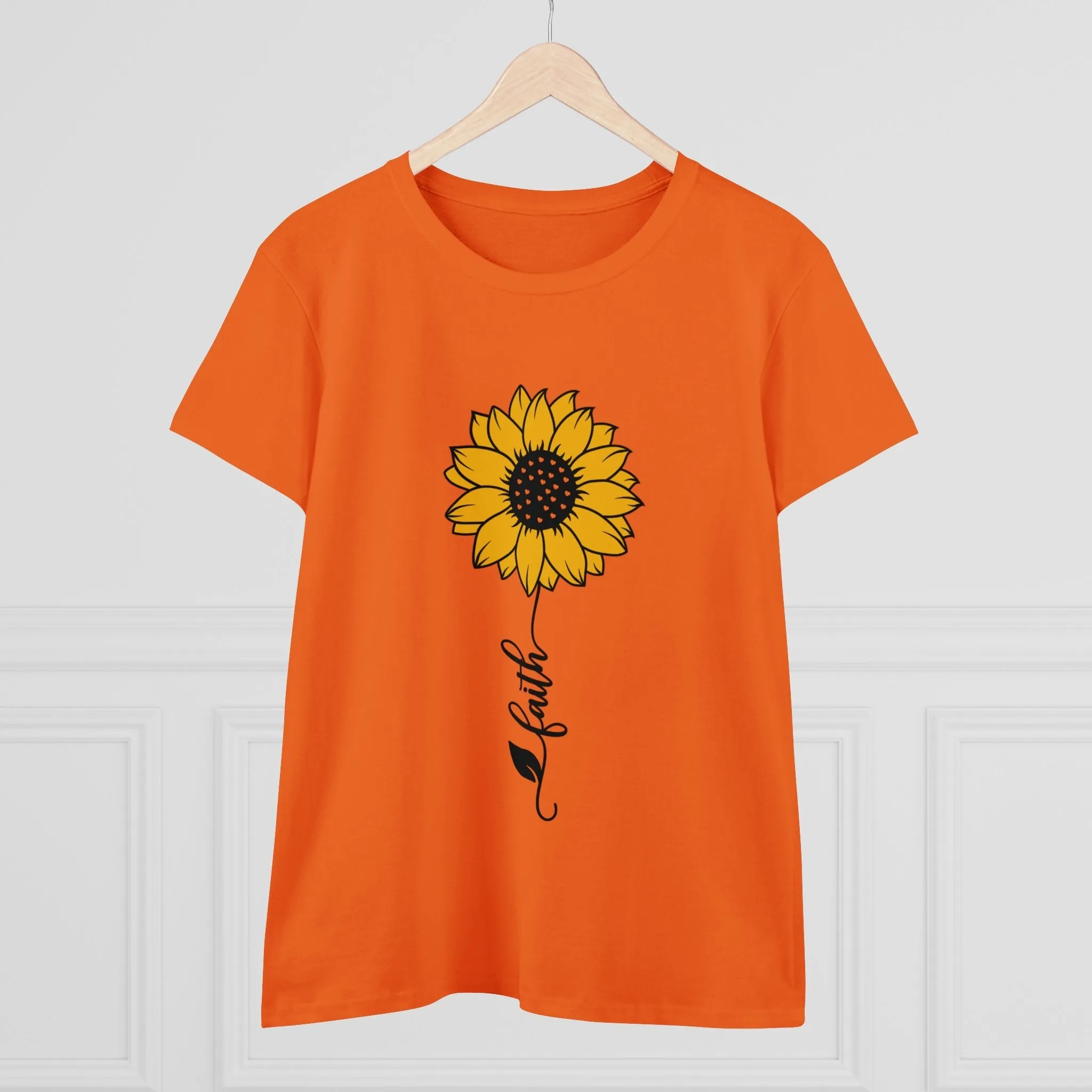 Women's Midweight Cotton Tee-Faith Sunflower