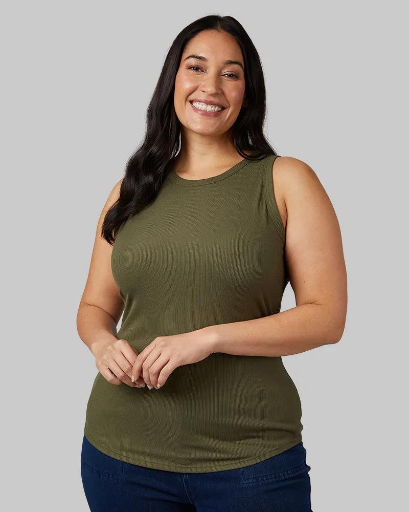 WOMEN'S SOFT RIB HIGH NECK TANK