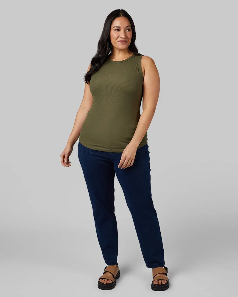 WOMEN'S SOFT RIB HIGH NECK TANK