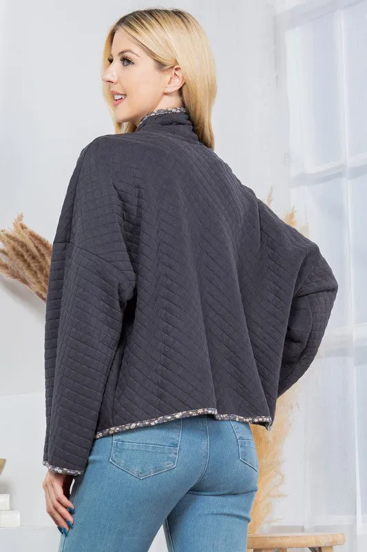 Women's Spring Quilt Jacket with Pockets - Get Stylish and Warm