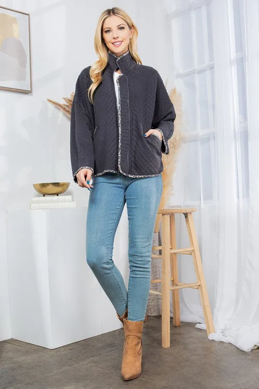 Women's Spring Quilt Jacket with Pockets - Get Stylish and Warm
