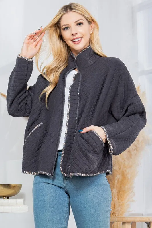 Women's Spring Quilt Jacket with Pockets - Get Stylish and Warm