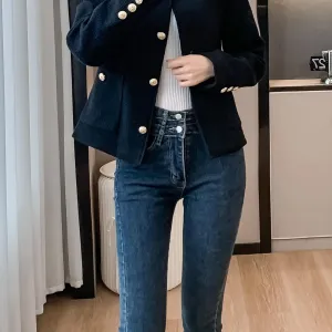 Women's Trendy Cropped Blazer Featuring Patch Pockets