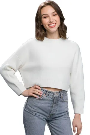 Wool Blend Cropped Sweater Top