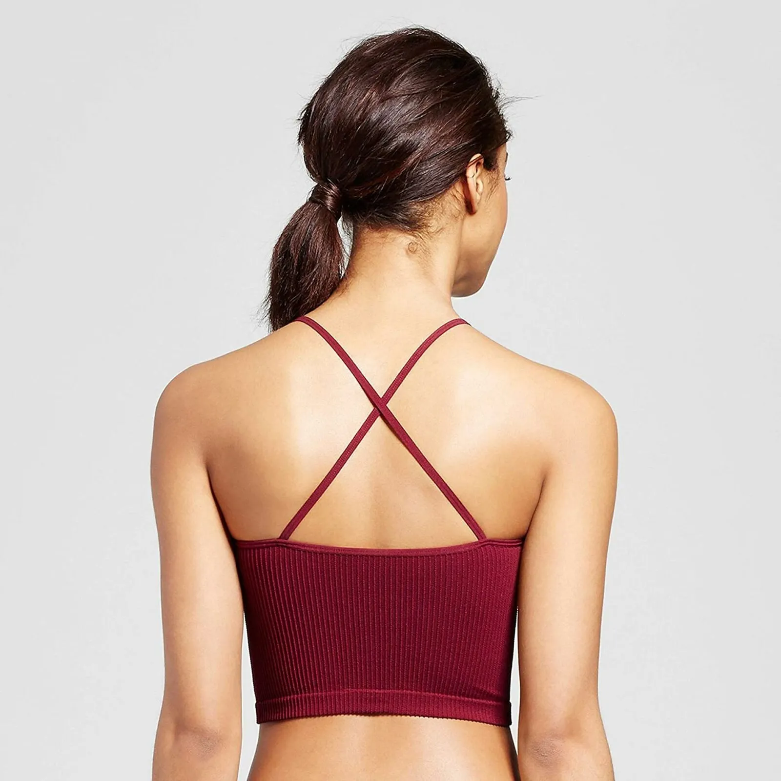 Xhilaration Women's Lace-Up Ribbed Longline Bralette